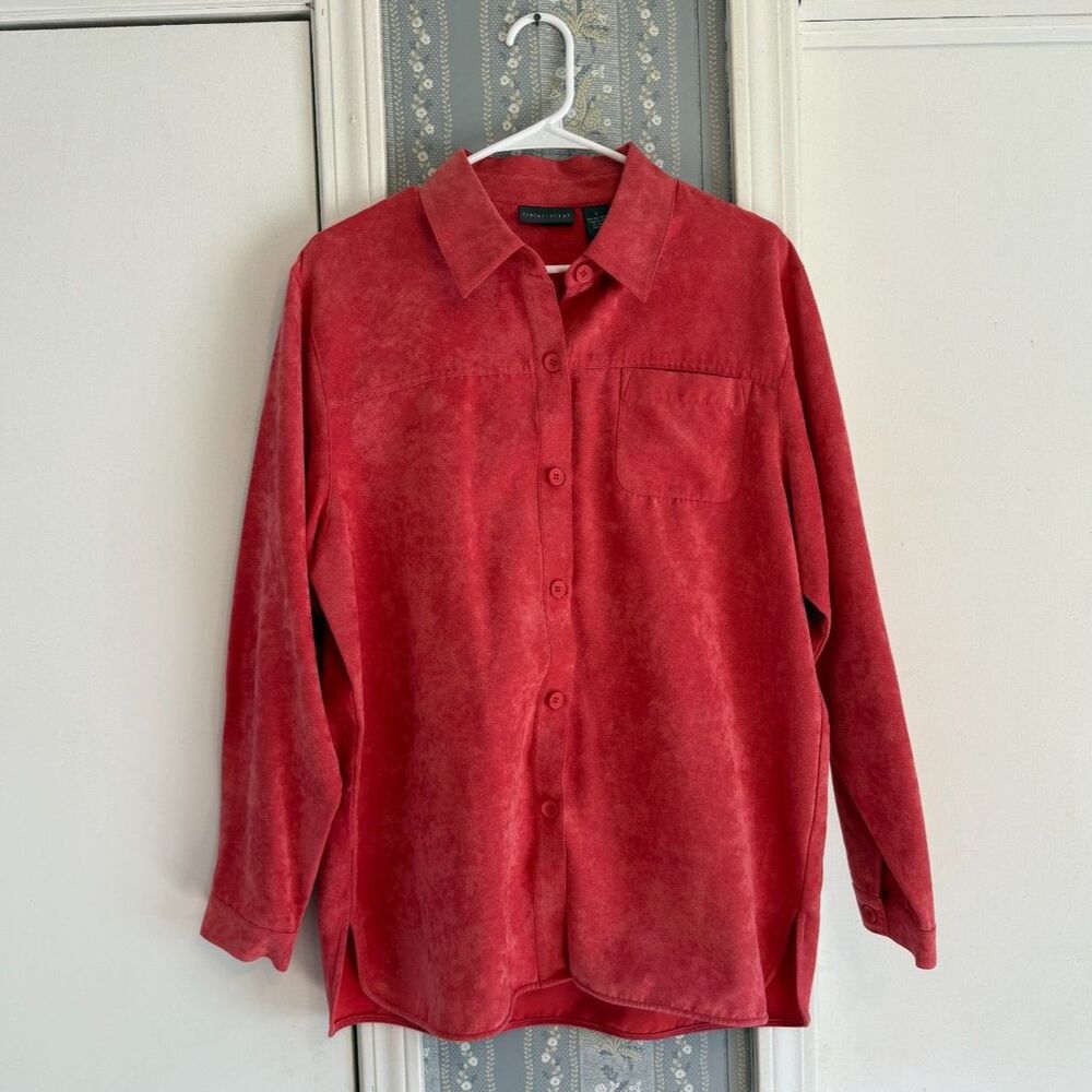 Relativity faux suede long-sleeve button-up shirt,